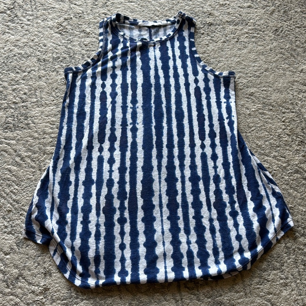 ⭐️ Athleta white and blue striped high neck tank